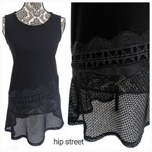 ALFANI Sleeveless Asymmetric Braid & Mesh Bottom Swimsuit Coverup Dress S